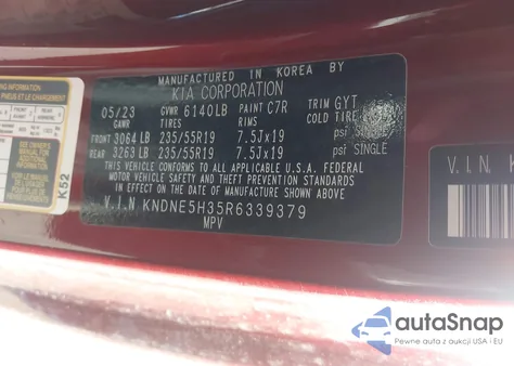 2024 Kia Carnival Mpv Sx z USA, uszkodzony, nr VIN KNDNE5H35R6339379